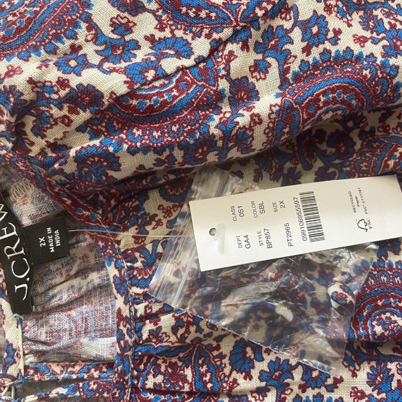 Palermo smocked-waist mini dress in floral bouquet linen 2X - Picture 3 of 3